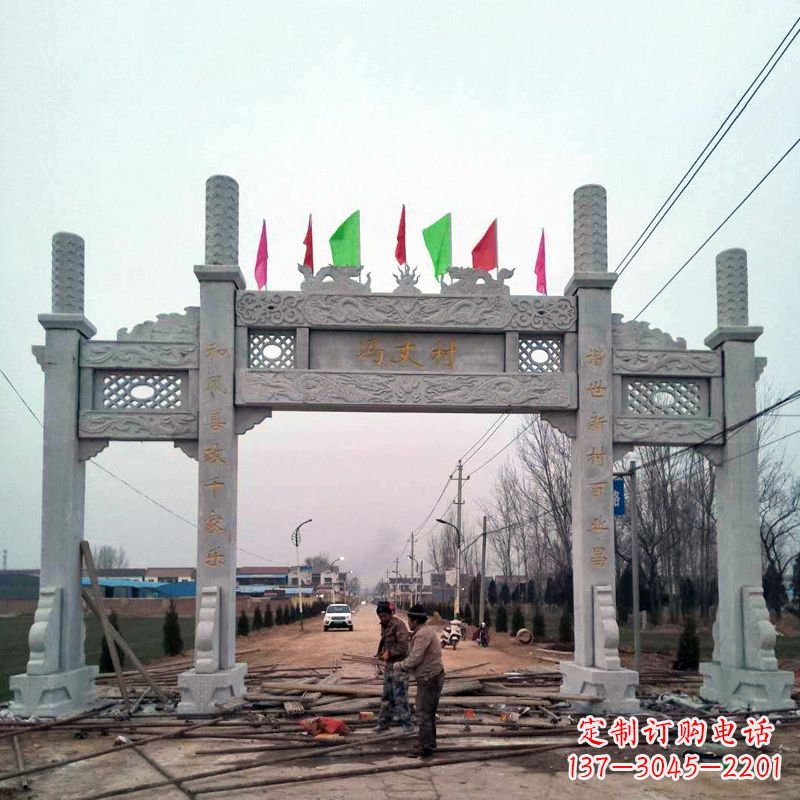 东营传承古老石牌坊雕塑