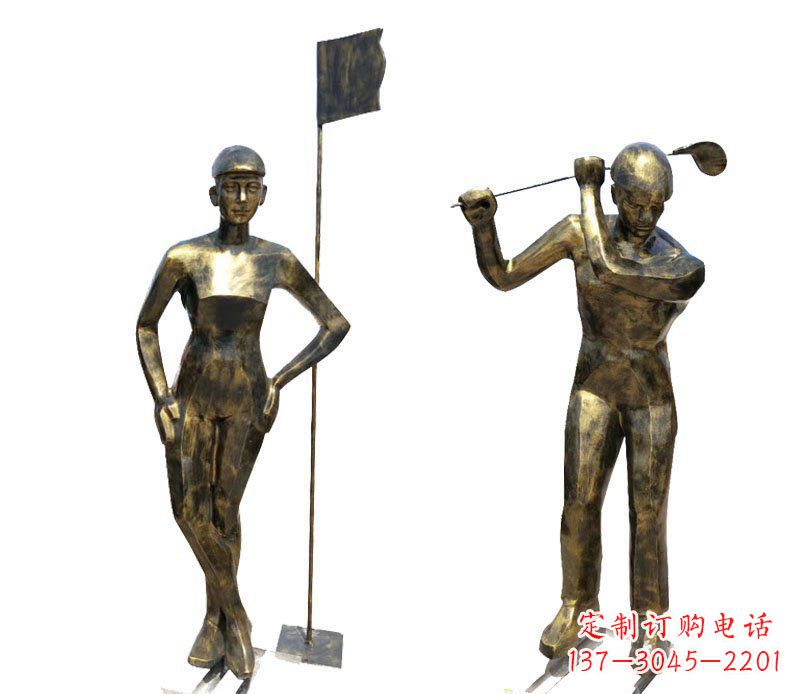 东营打高尔夫人物广场景观铜雕摆件
