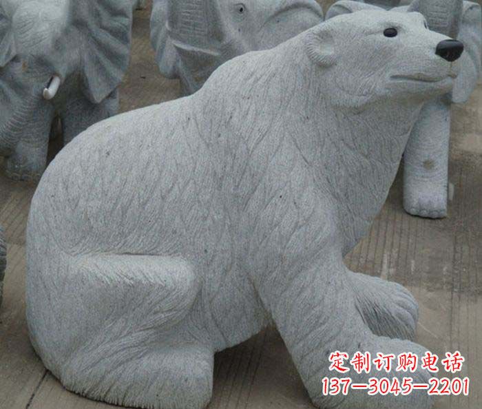 东营精美大理石雕刻的北极熊
