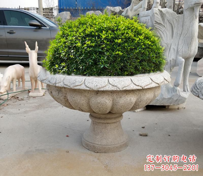 东营优雅大理石花盆雕塑