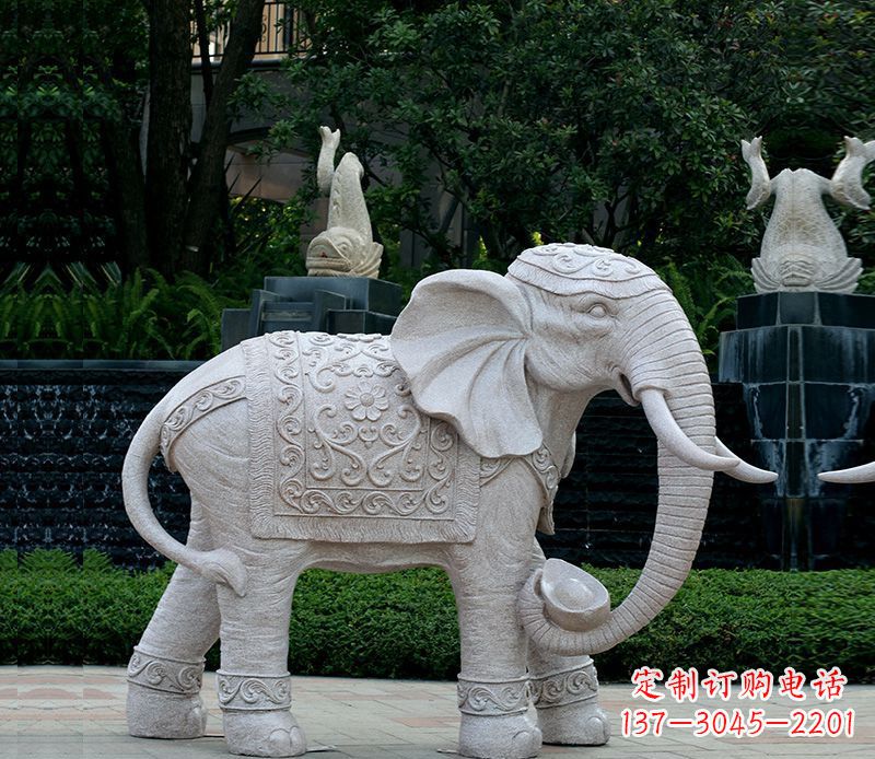 东营以大理石为材料的完美大象雕塑