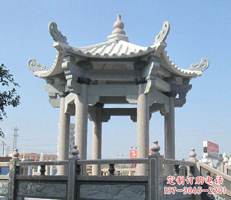 东营大理石六角凉亭石雕,为您的家园带来浪漫情怀