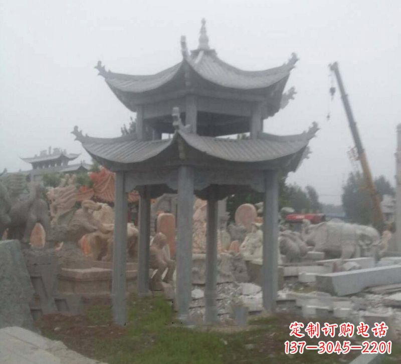 东营大理石六角凉亭石雕,精美绝伦