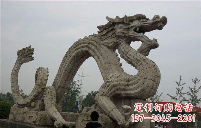 东营大理石龙雕塑,象征着力量与尊贵