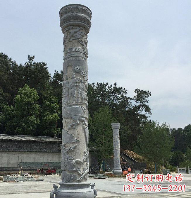 东营大理石龙柱雕塑