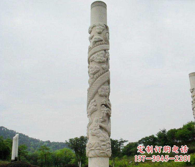 东营大理石盘龙柱雕塑