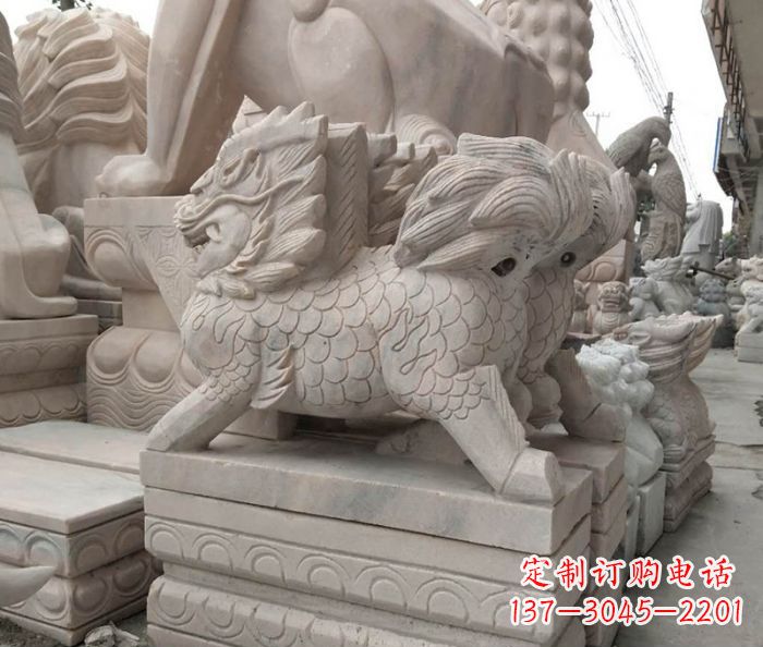 东营大理石麒麟古代神兽石雕