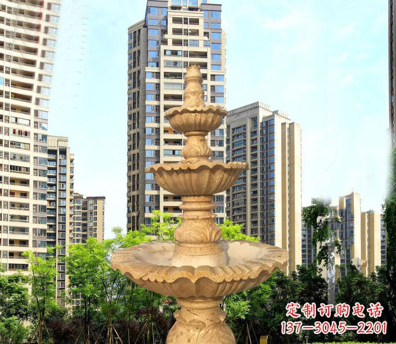 东营大理石三层喷泉公园石雕 (2)