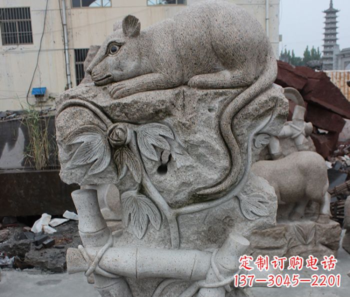 东营大理石生肖鼠石雕