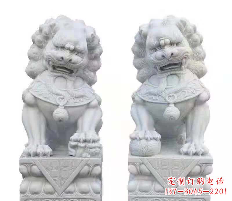 东营大理石狮子雕塑震撼视觉、传承文化
