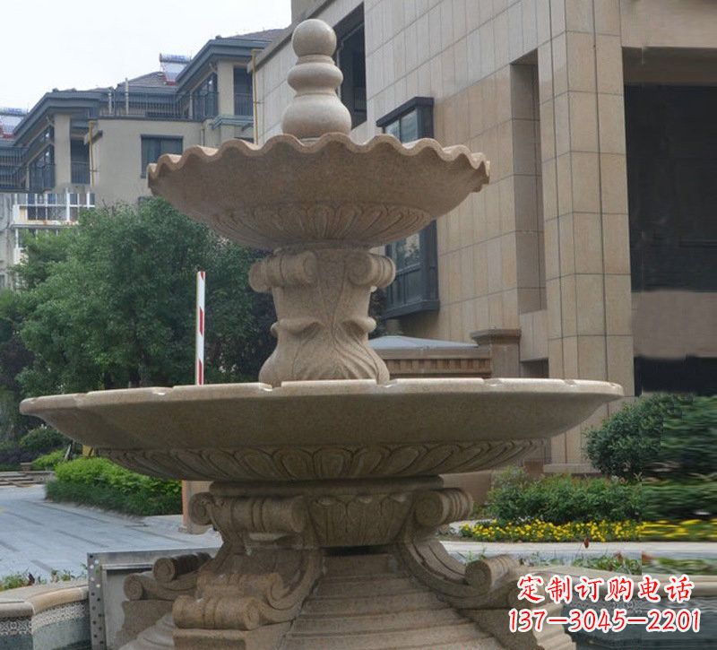 东营简约双层大理石喷泉雕塑