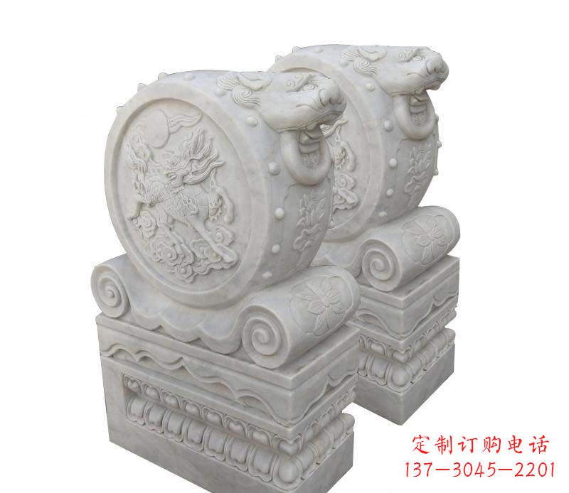 东营大理石狮子头门墩雕塑