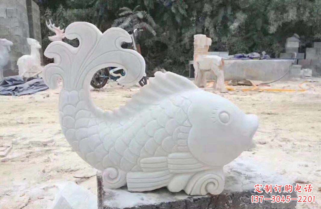 东营大理石鱼喷泉雕塑装置