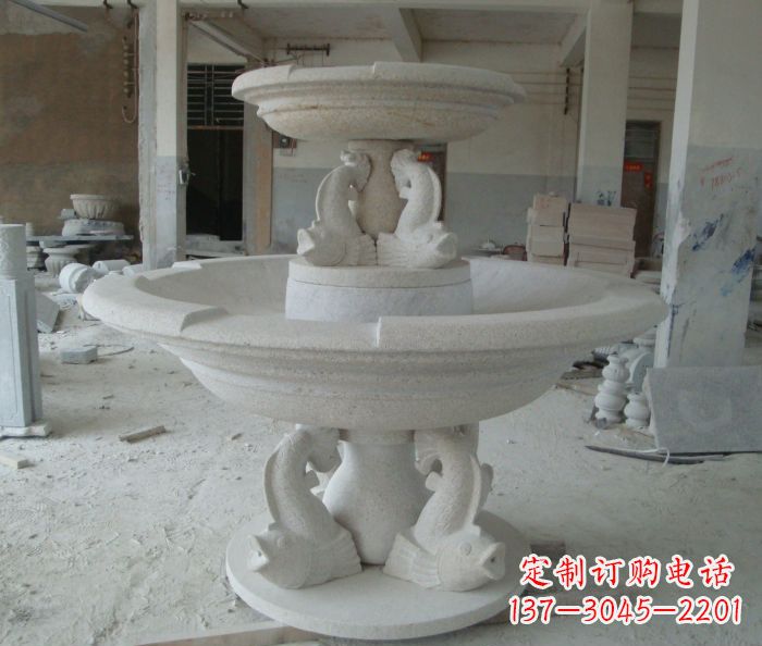 东营高端大理石双层喷泉雕塑