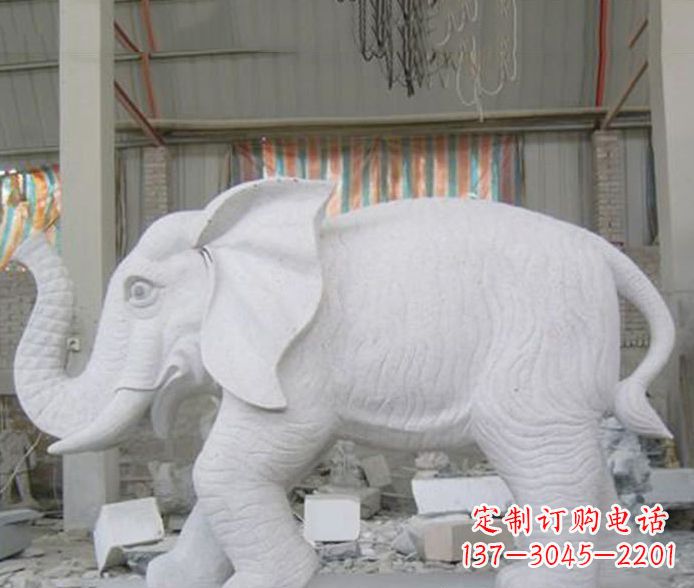 东营象征财富的大理石招财大象雕塑