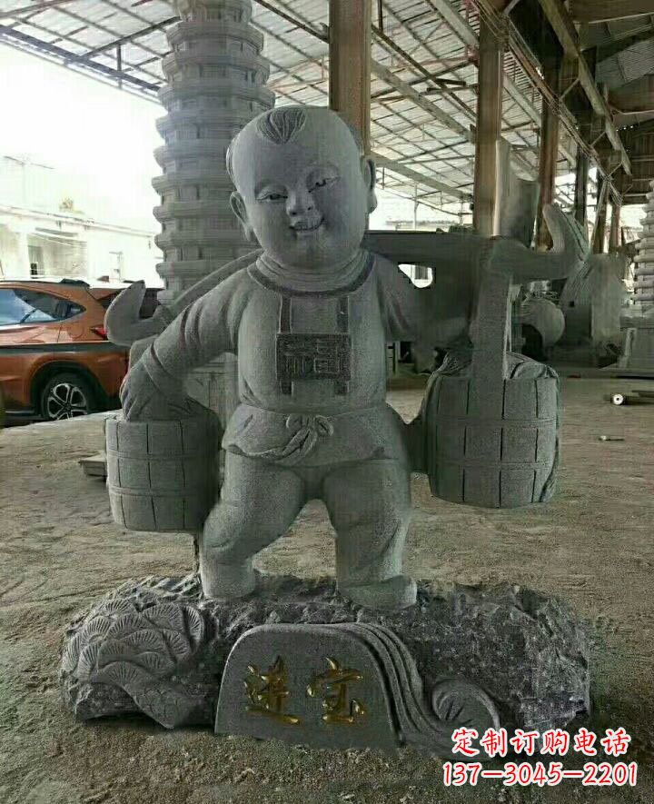 东营装点童年的大理石招财进宝儿童雕塑