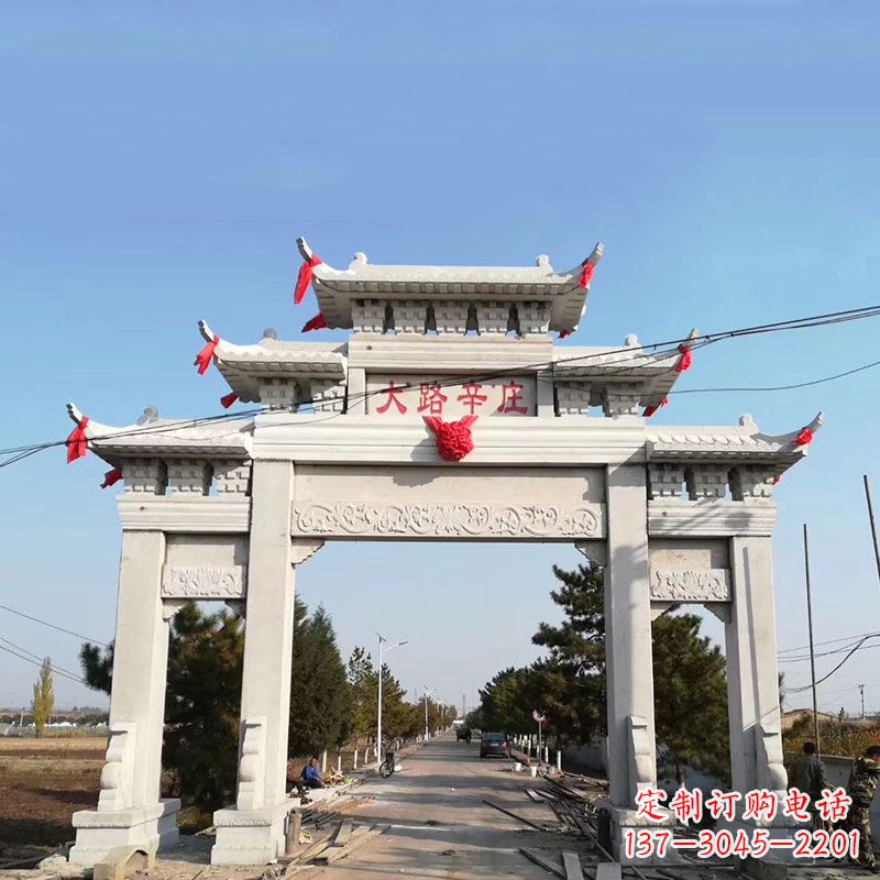 东营大路辛庄汉白玉石雕牌楼