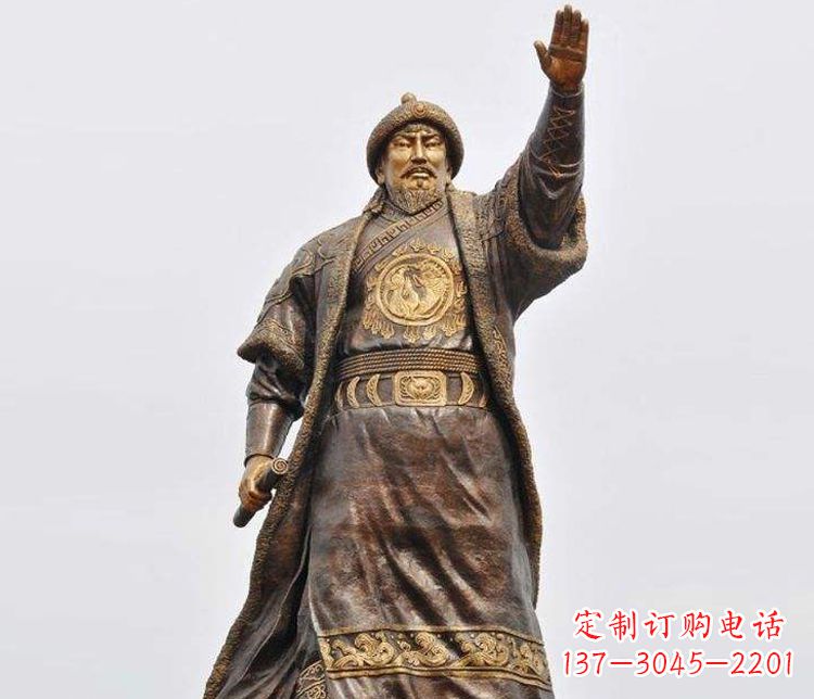 东营传承历史的风采成吉思汗铜雕