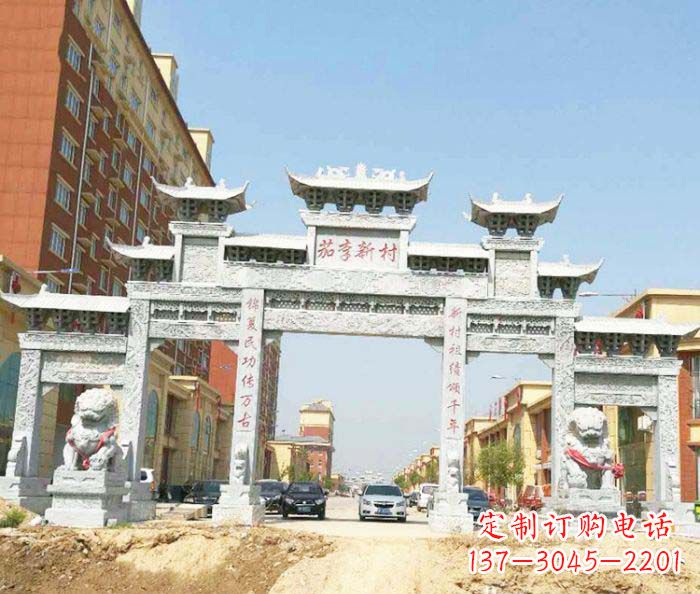 东营大型五门石雕牌楼