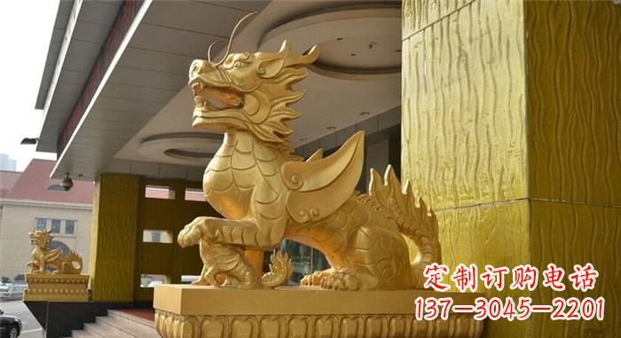 东营精美麒麟铜雕,展现神秘之美