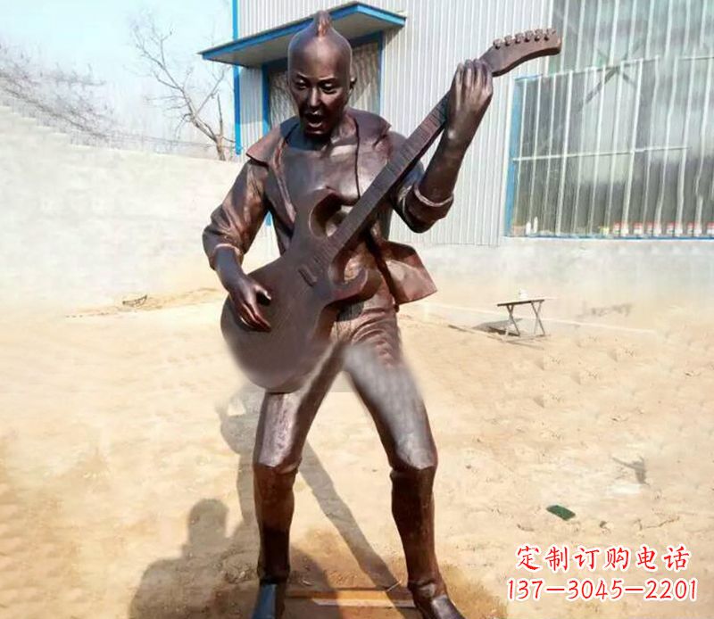 东营精致细腻的铜吉他雕塑