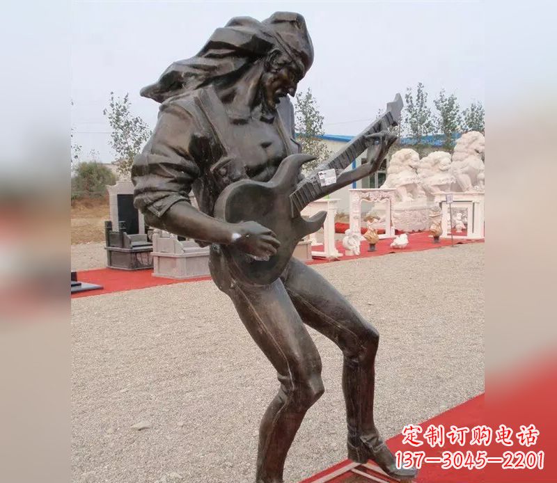 东营弹吉他广场小品人物铜雕