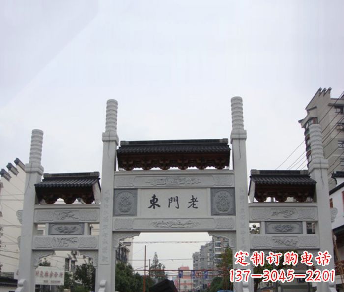 东营精美三门石牌坊雕塑