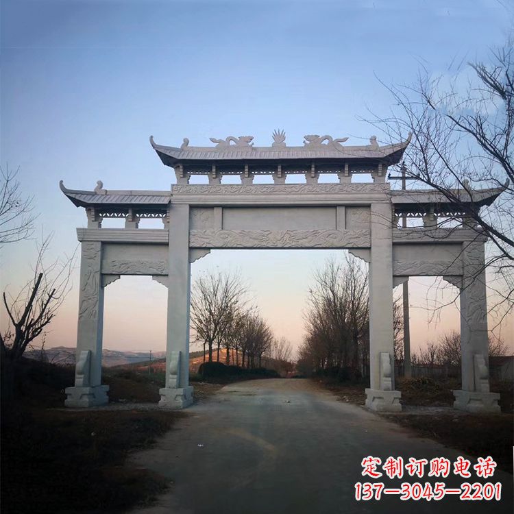 东营品质卓越的道路三门石牌坊雕塑