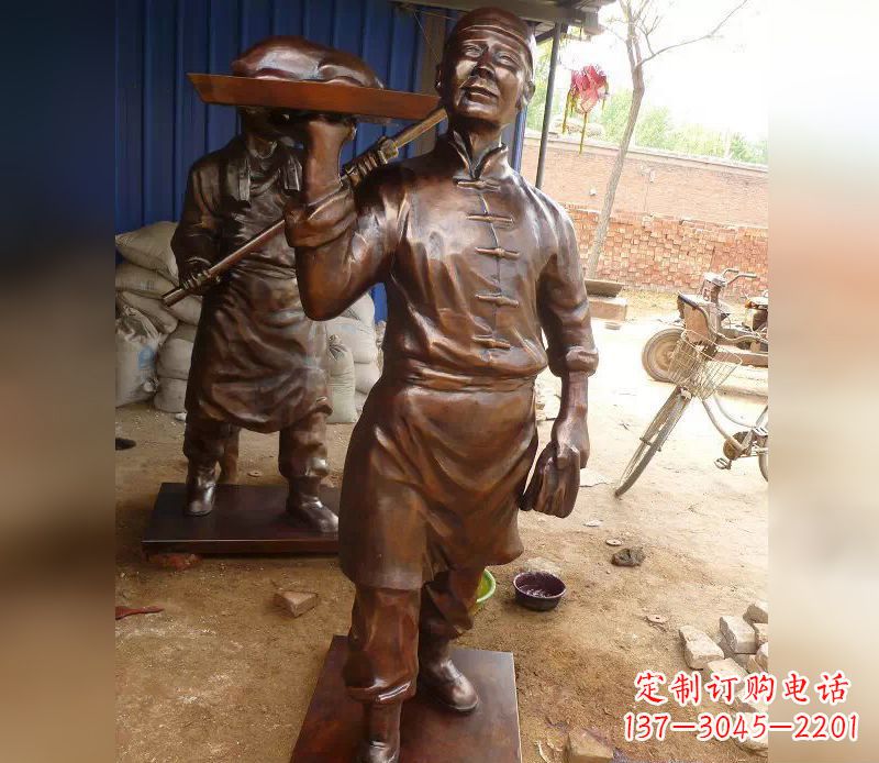 东营店小二铜雕,精美绝伦,永传佳话
