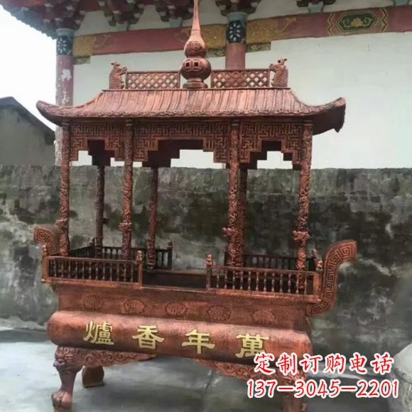 东营雕刻蝙蝠铜香炉