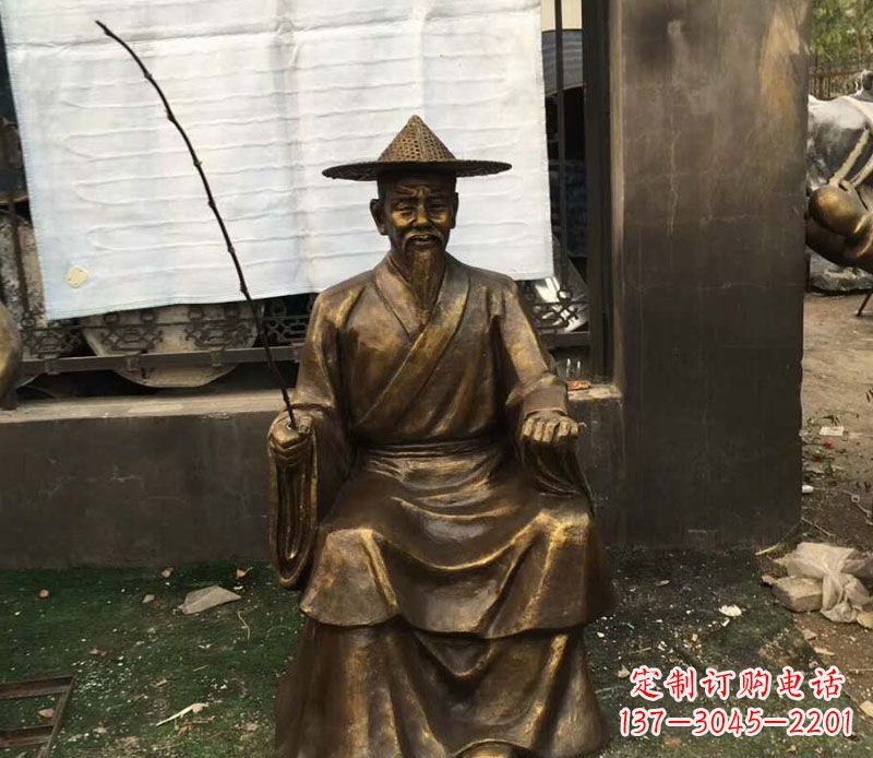 东营精美手工渔翁铜雕