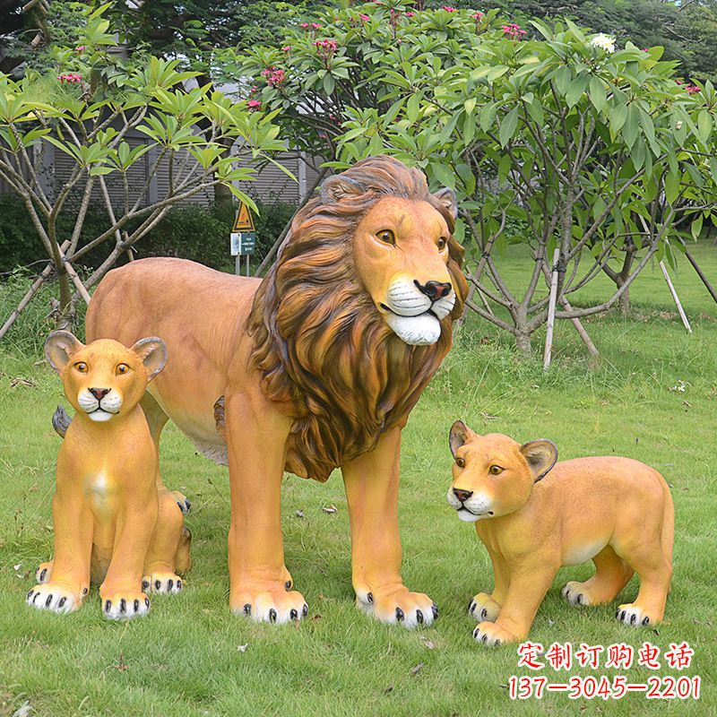 东营古典风格仿真狮子雕塑摆件