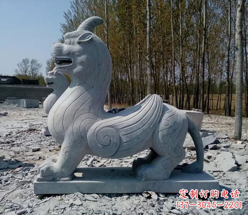 东营独角兽雕塑,神兽石雕带你穿越回古老神话中