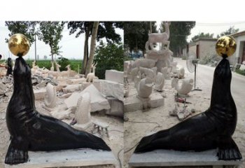 东营大理石海豹雕塑
