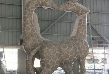 东营大理石艺术精美长颈鹿雕塑