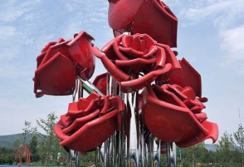 东营精美不锈钢玫瑰花景观雕塑