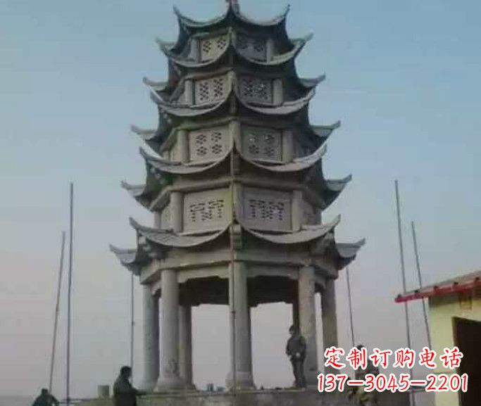 东营精美绝伦的多层凉亭石雕
