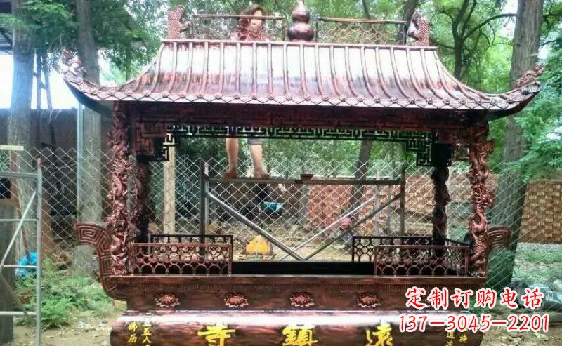 东营方形寺庙香炉铜雕塑