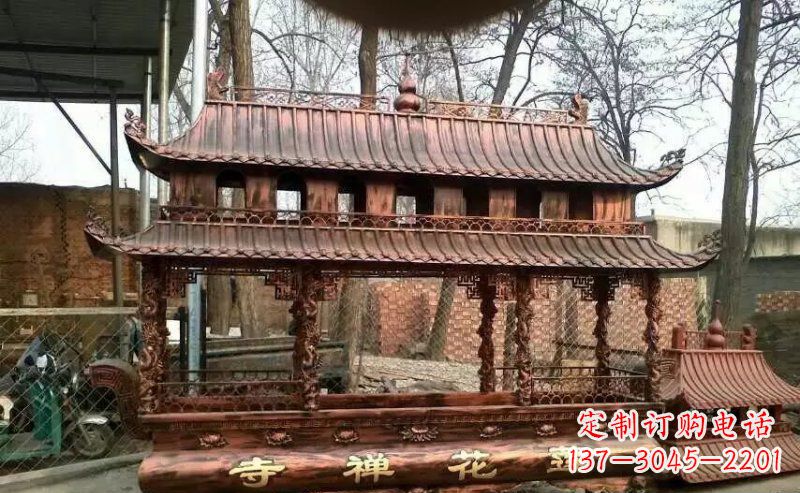 东营方形寺庙香炉铜雕