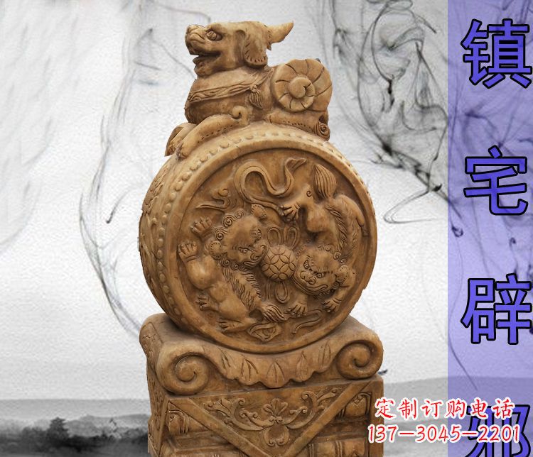 东营仿古貔貅门墩镇宅辟邪石雕