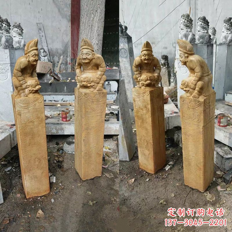 东营经典仿古拴马桩雕塑
