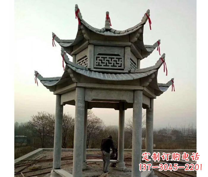 东营仿古双层石雕凉亭