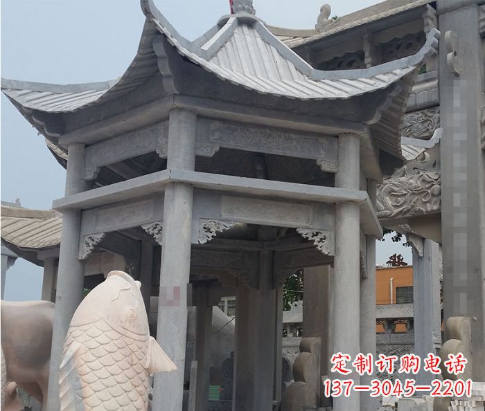 东营精美仿古双层石雕凉亭