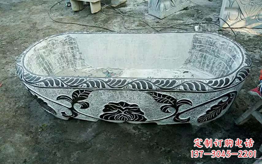 东营风格独特的仿古石头水缸雕塑