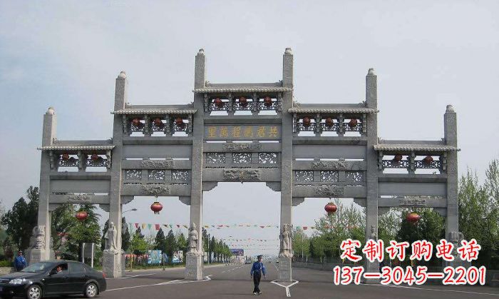 东营精美仿古石雕牌坊雕塑