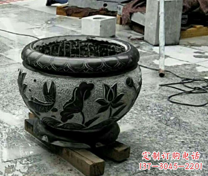 东营精美仿古招财水缸石雕