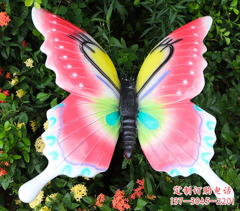 东营仿真蝴蝶摆件花园园林彩绘动物树脂雕塑