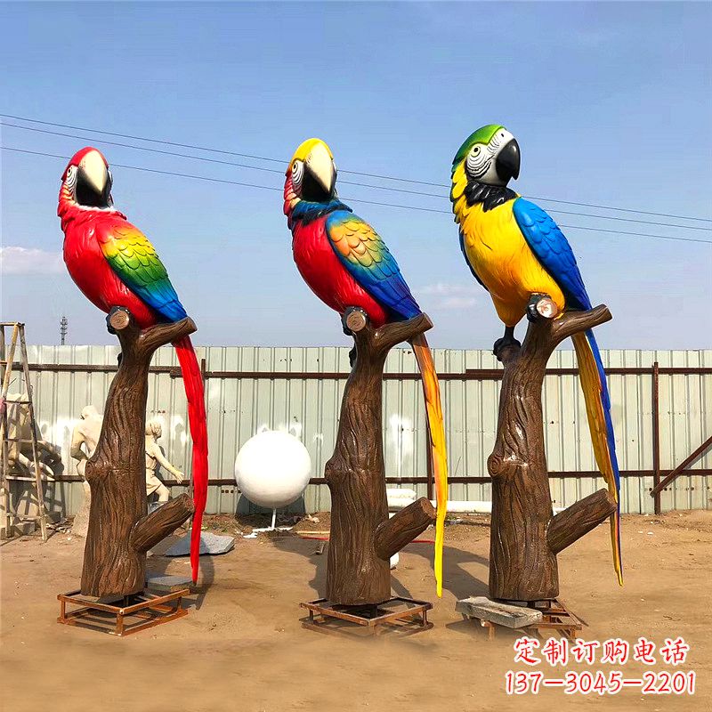 东营玻璃钢鹦鹉雕塑