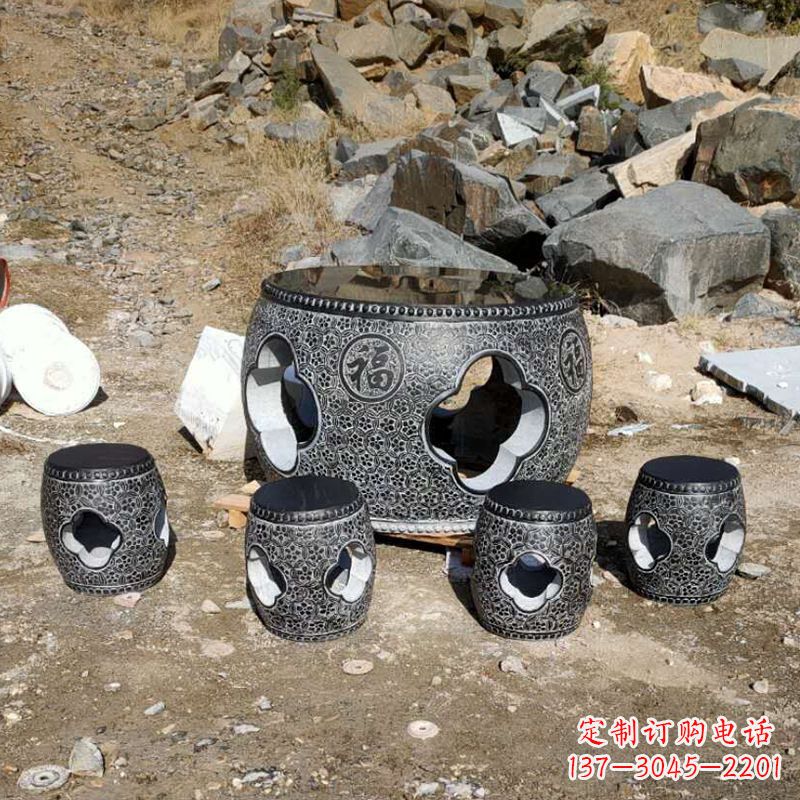 东营福字青石桌凳雕塑