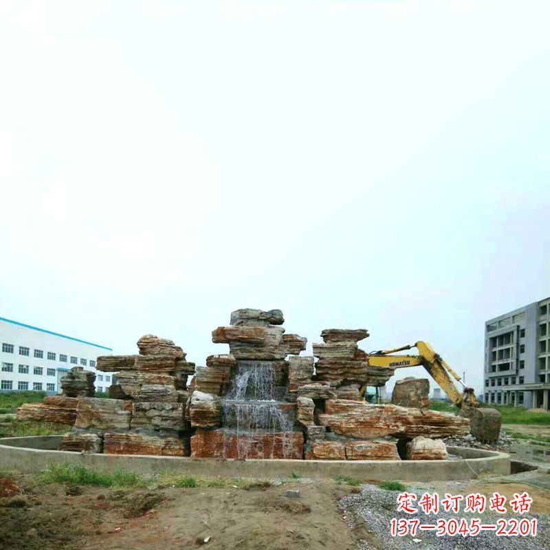东营工厂园林千层石流水假山景观